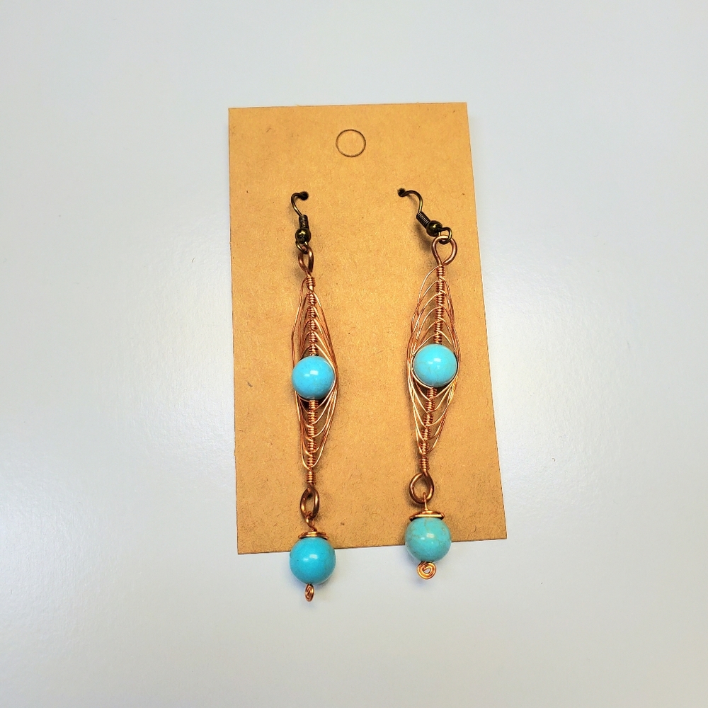 Handmade herringbone wire wrap earrings